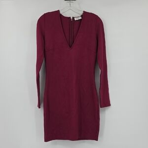 Babaton Aritzia Deep Red Long Sleeve Dress Mini Dress Size 8